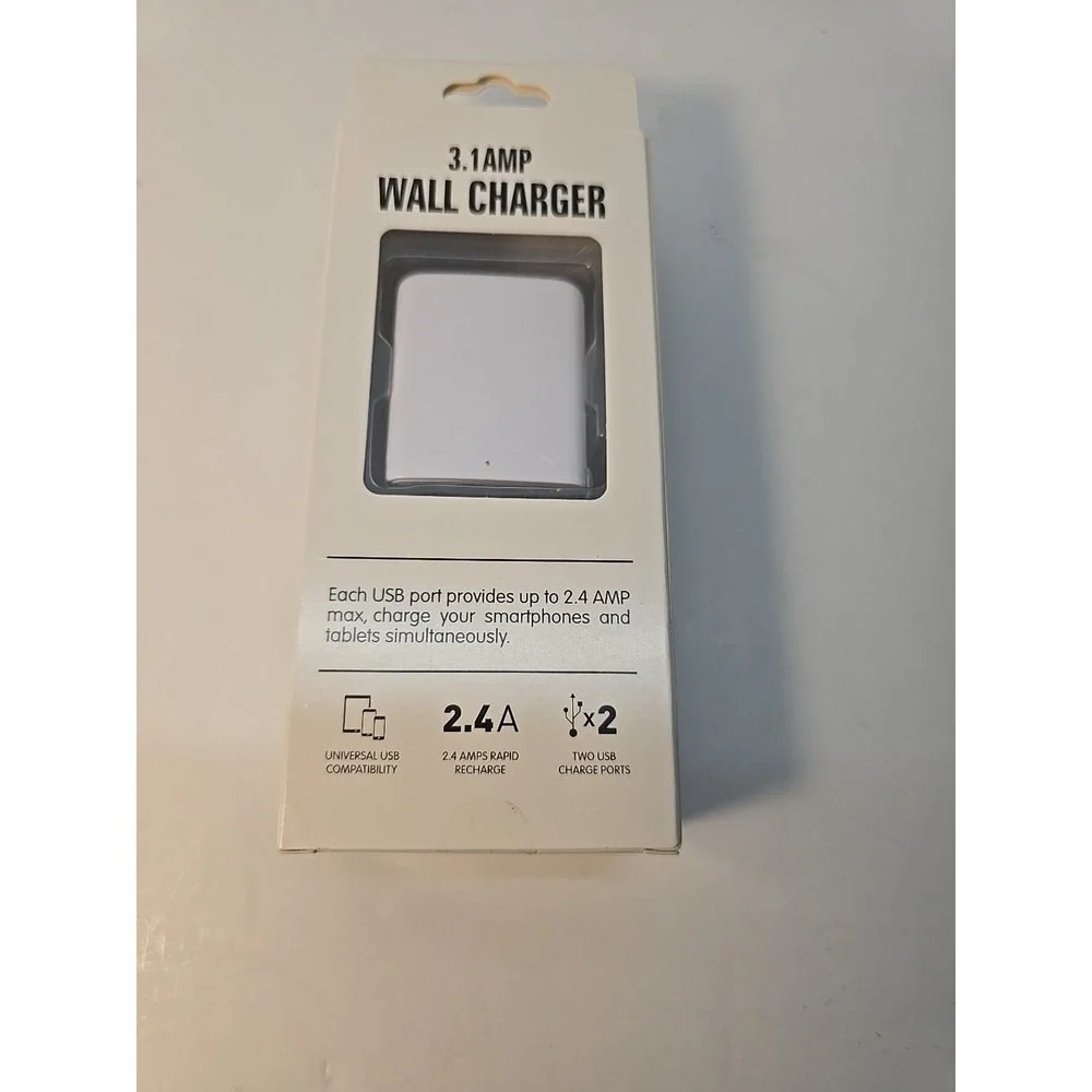 Dual USB Wall Charger‎ 3.1 AMP White New
